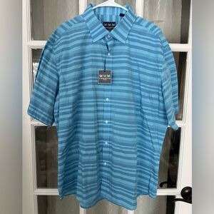 Charleston Threads Casual Button Down Shirt Men's XXL Blue Short Sleeve